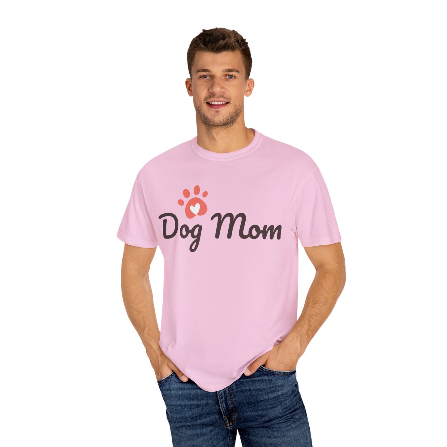 Dog Mom Unisex Garment-Dyed T-shirt, Pet Lover Tee, Gift for Dog Owners, Casual Everyday Wear, Perfect for Dog Lovers